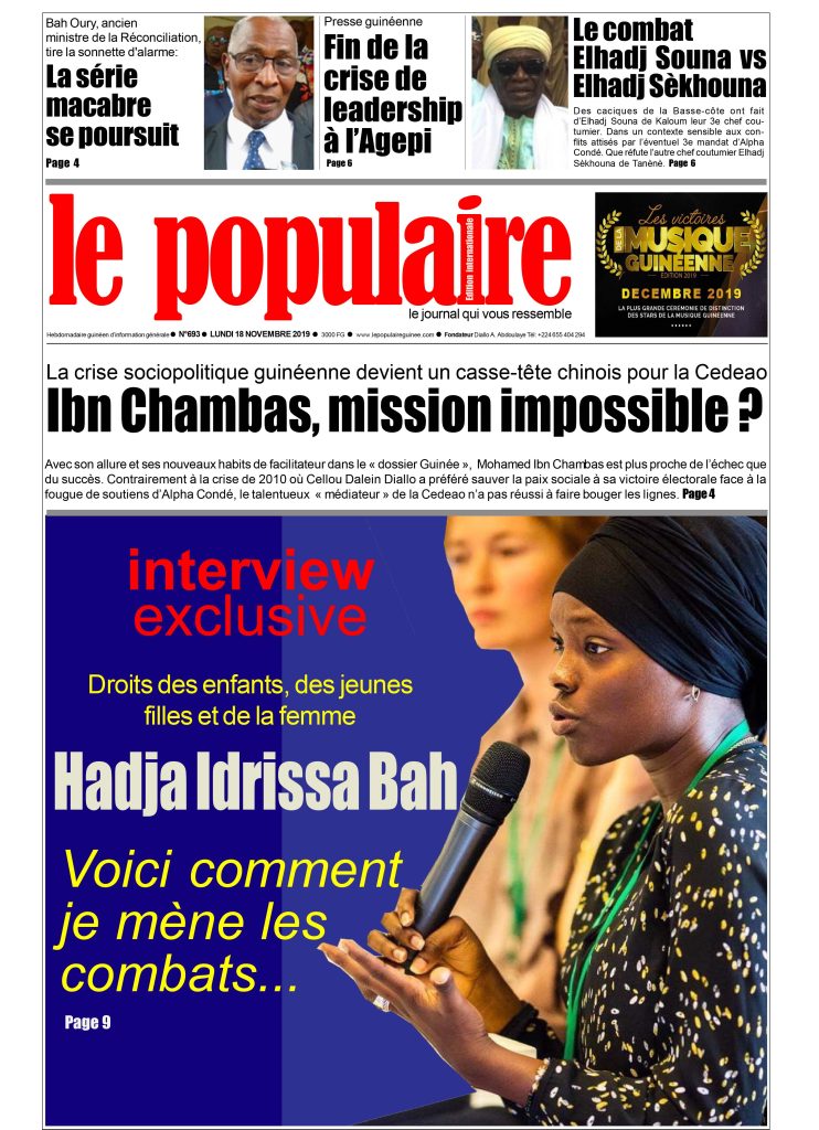 Hadja Idrissa en position dobtenir le Prix Liberté Le Populaire